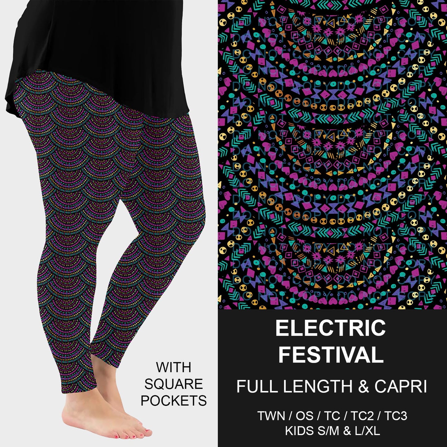 B257 - Preorder Electric Festival Leggings w/ Pockets (Closes 10/26. ETA: late Dec.)