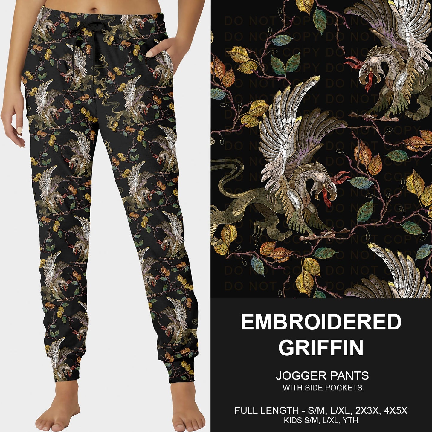 B248 - Preorder Embroidered Griffin Joggers (Closes 8/24. ETA late Oct.)