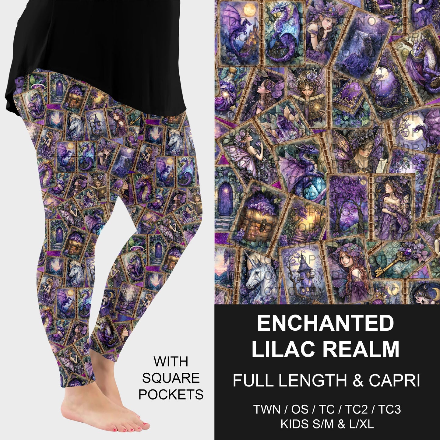 B276 - Preorder Enchanted Lilac Realm Leggings w/ Pockets (Closes 3/01. ETA: early May) - Alonna's Legging Land
