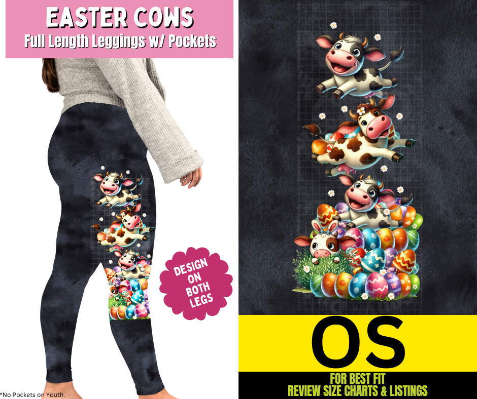 Easter Cows Full Length Leggings w/ Side Leg Designs