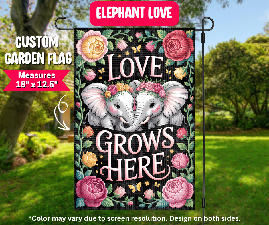 Elephant Love Garden Flag