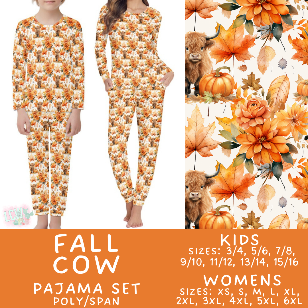 Batch #406 - Fall Family Pajamas - Closes 9/3 - ETA mid/late October - Fall Cow Women's & Kid's Pajama Set