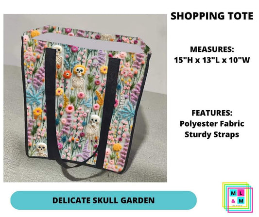 Delicate Skull Garden Shopping Tote - Alonna's Legging Land
