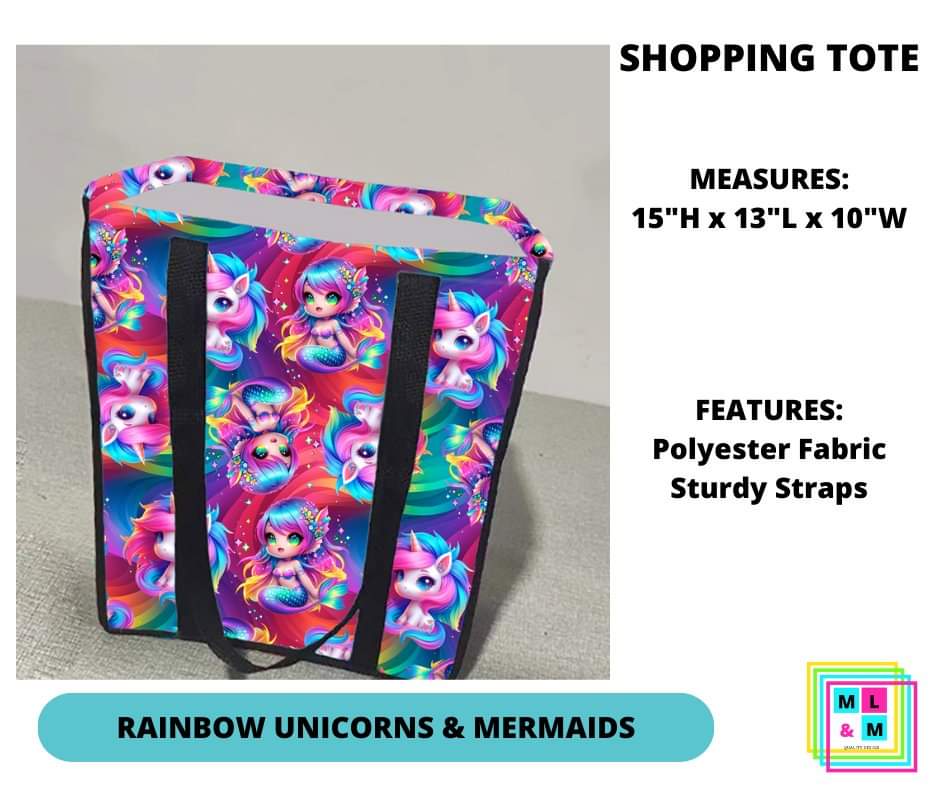Rainbow Unicorns & Mermaids Shopping Tote - Alonna's Legging Land