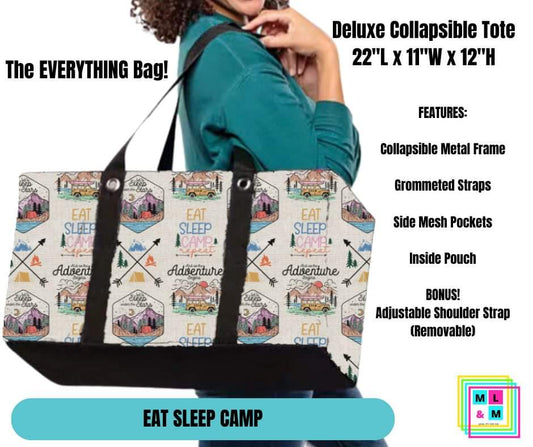 Preorder! Closes 5/2. ETA July. Eat Sleep Camp Collapsible Tote