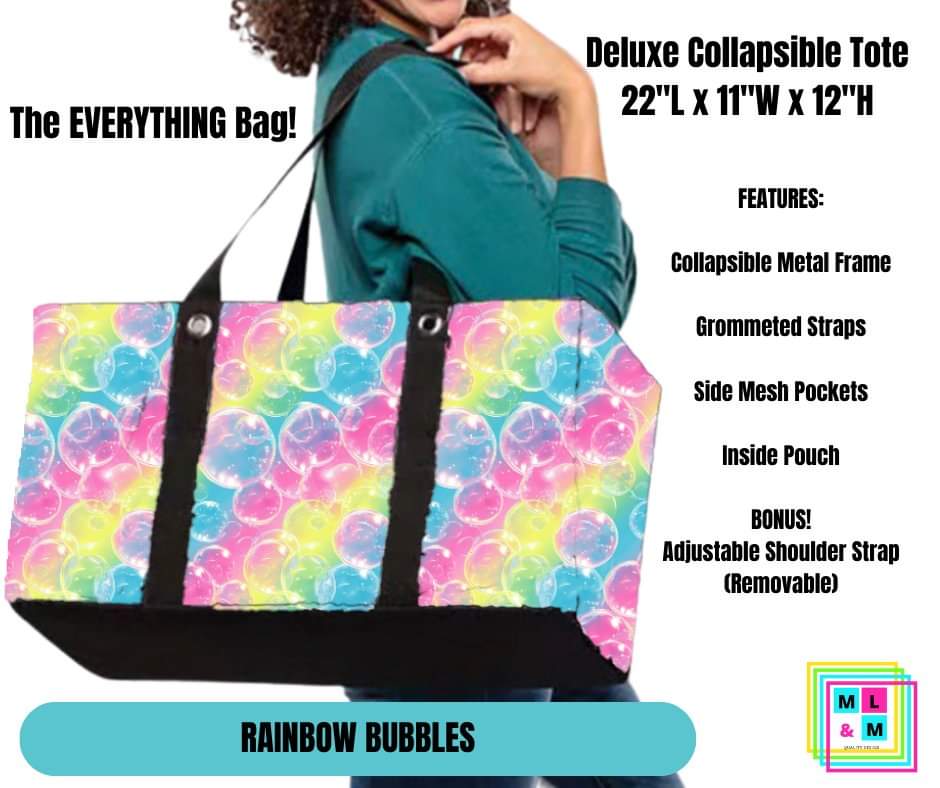 Rainbow Bubbles Collapsible Tote - Alonna's Legging Land