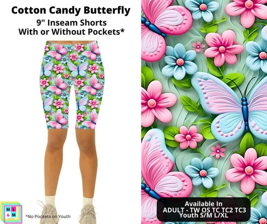 Preorder! Closes 5/27. ETA July. Cotton Candy Butterfly 9" Inseam Shorts w/wo Pockets