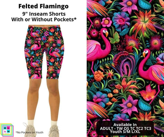 Preorder! Closes 5/27. ETA July. Felted Flamingo 9" Inseam Shorts w/wo Pockets