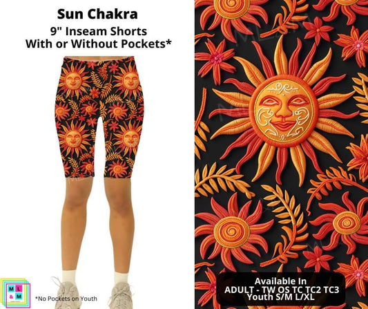 Preorder! Closes 5/27. ETA July. Sun Chakra 9" Inseam Shorts w/wo Pockets
