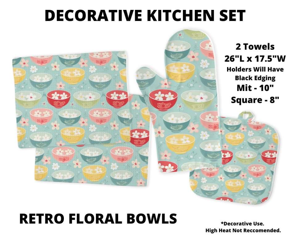Retro Floral Bowls Decorative Kitchen Set - Alonna's Legging Land