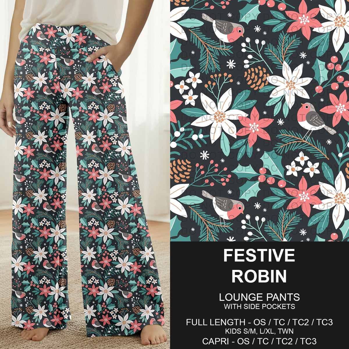 B313 - Preorder Festive Robin Lounge Pants (Closes 9/20. ETA: late Nov.)