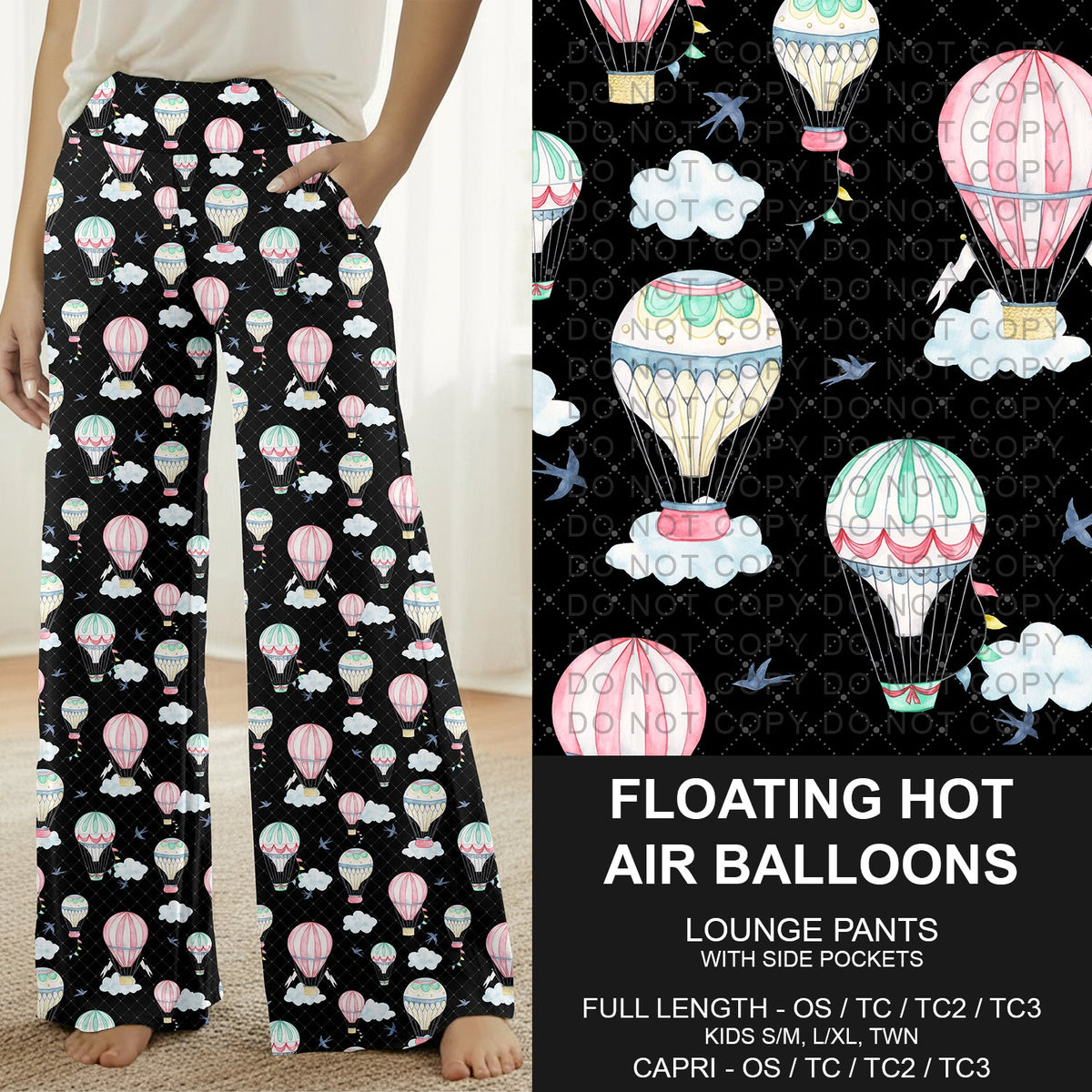 B286 - Preorder Floating Hot Air Balloons Lounge Pants (Closes 4/19. ETA: late June)