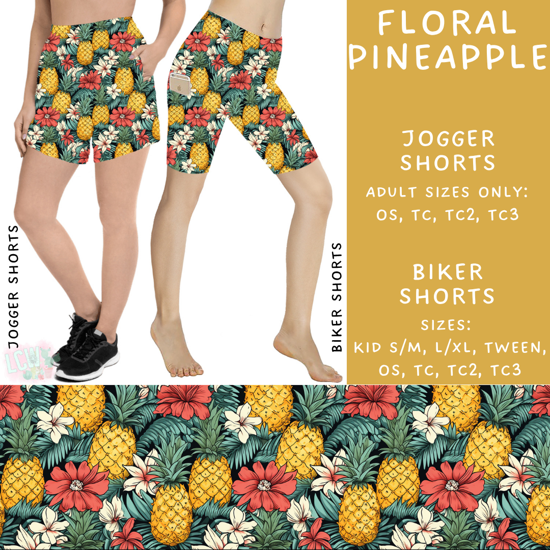 Batch #347 - Fun Run 11 - Closes 5/29 - ETA mid/late July - Floral Pineapple Biker & Jogger Shorts