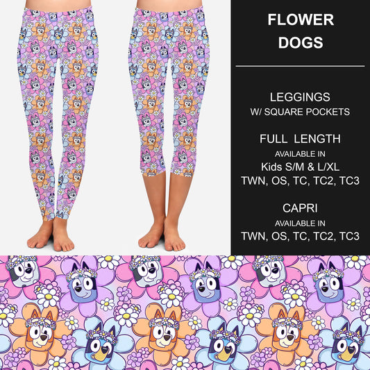 B150 - Preorder Flower Dogs Leggings w/ Pockets (Closes 5/05. ETA: mid July)