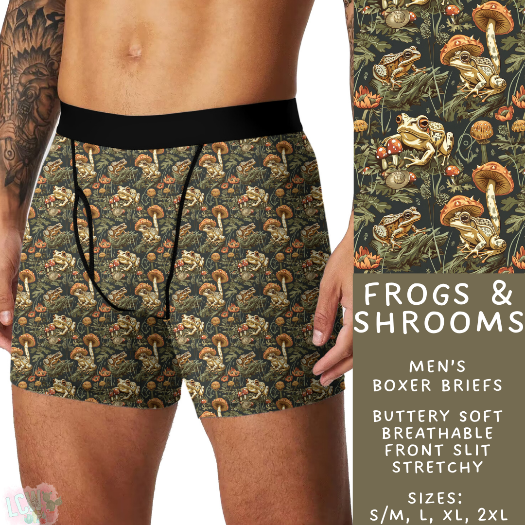 Batch #340 - Comfortable Underwear 4 - Closes 5/16 - ETA early July - Frogs & Shrooms Men's Boxer Briefs