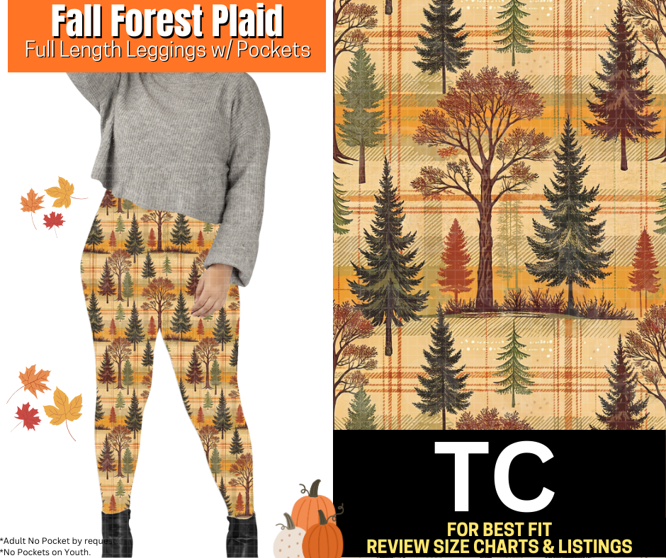Fall Forest Plaid Full Length Leggings w/ Pockets