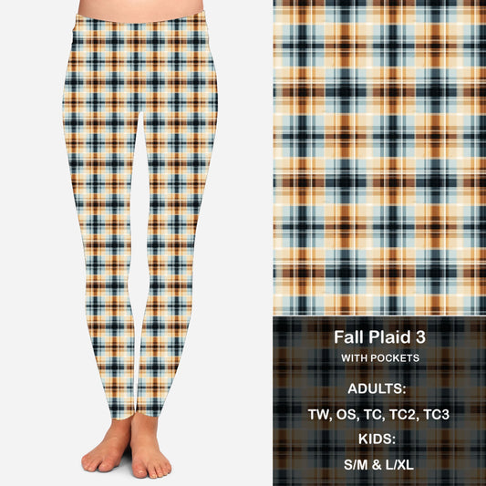 Fall Plaid 3 - Leggings with Pockets