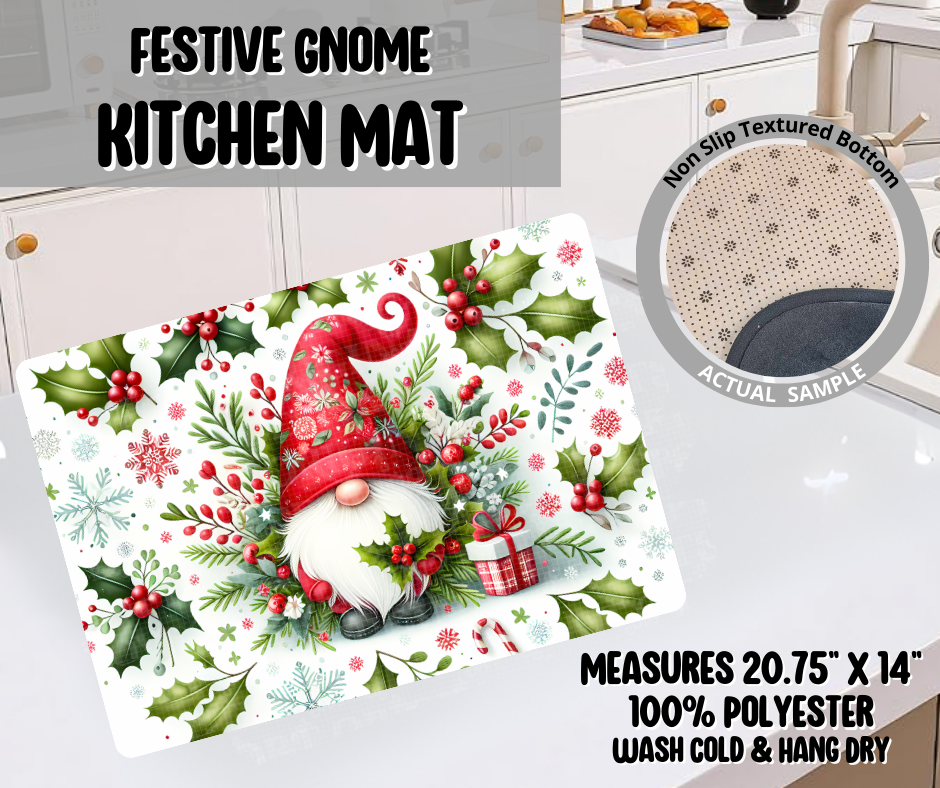 Festive Gnome Kitchen Mat