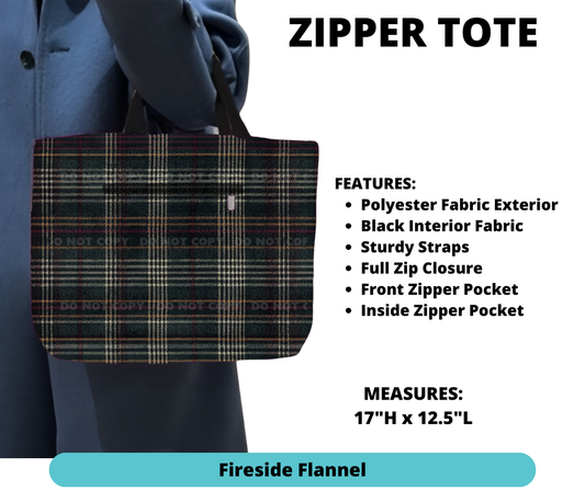 Fireside Flannel Zipper Tote - Alonna's Legging Land
