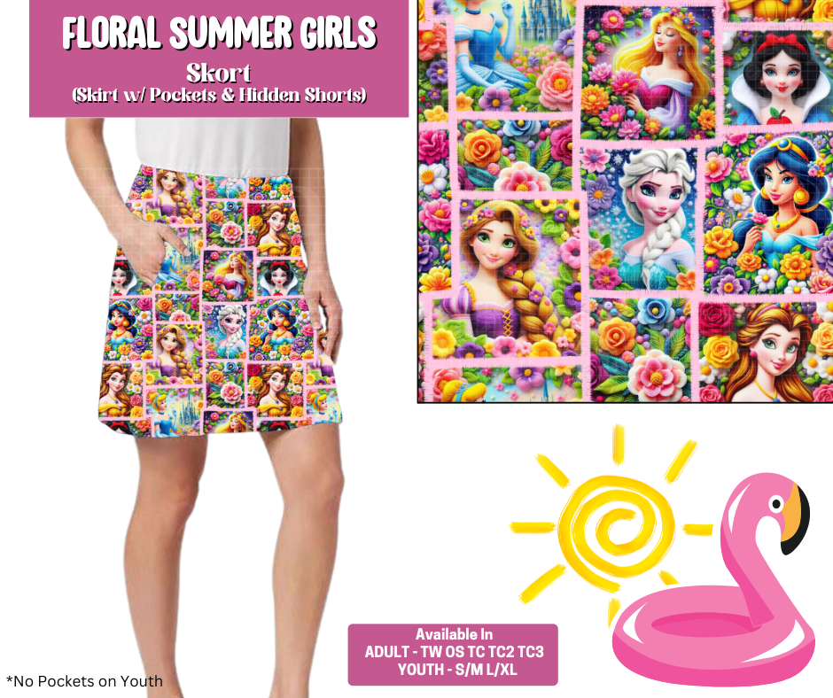 Preorder! Closes 5/6. ETA August. Floral Summer Girls Skort