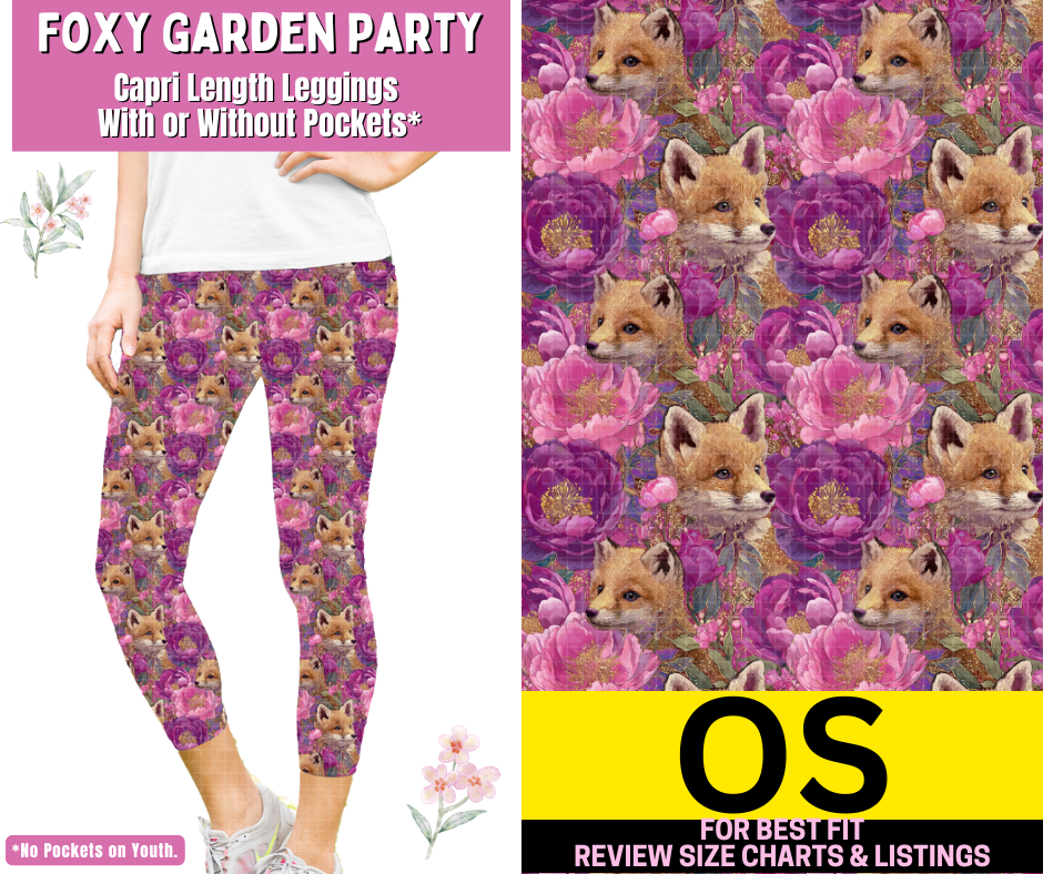 Foxy Garden Party Capri Length Leggings w/ Pockets