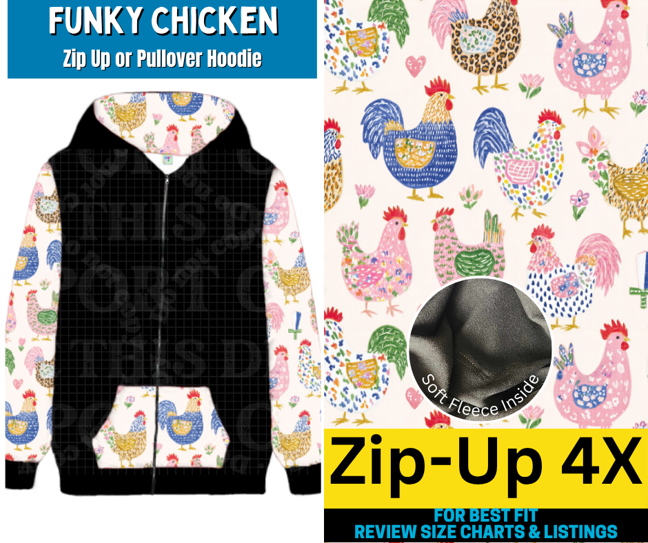 Funky Chicken Zip-Up Hoodie - Alonna's Legging Land