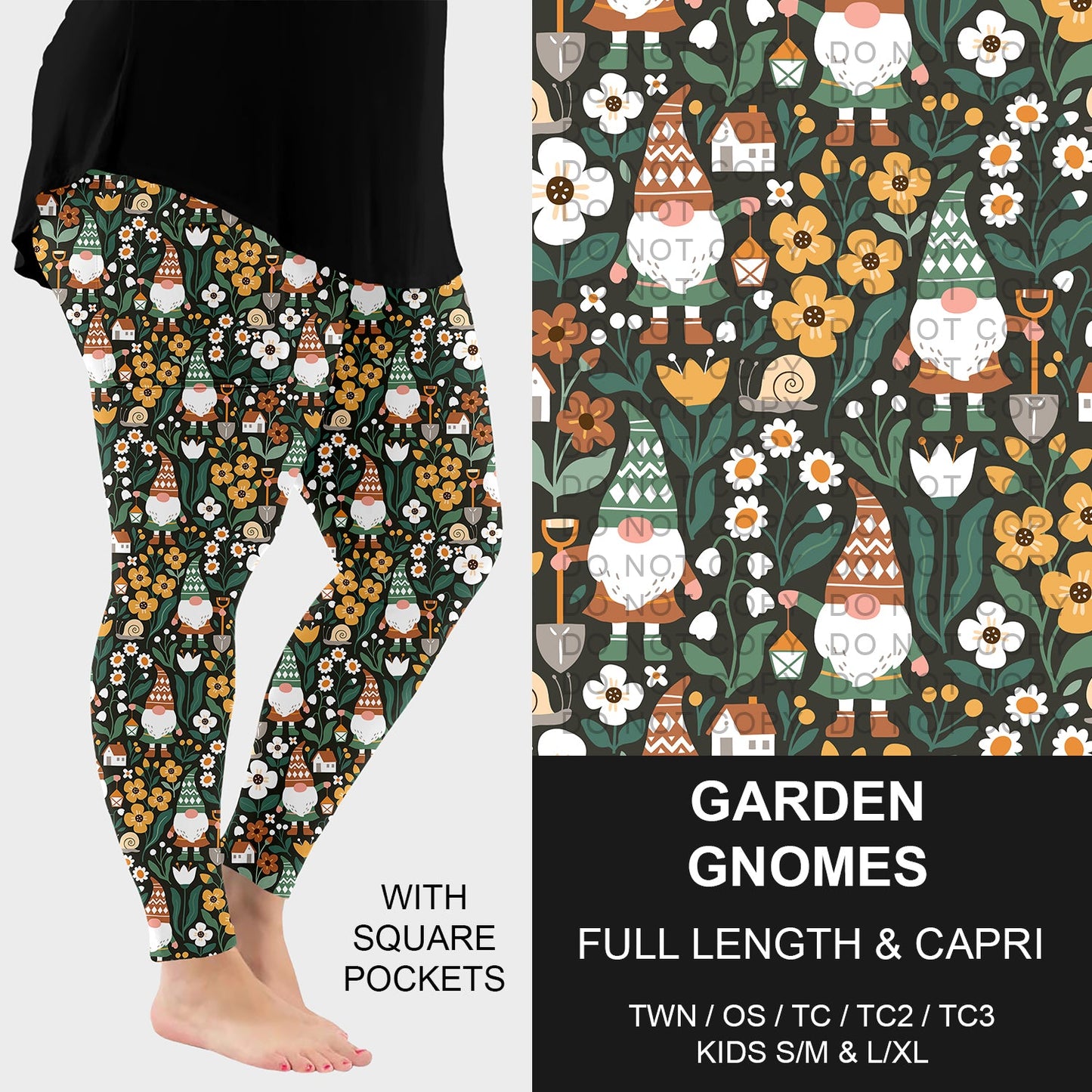 B227 - Preorder Garden Gnomes Leggings w/ Pockets (Closes 5/04. ETA: mid July)