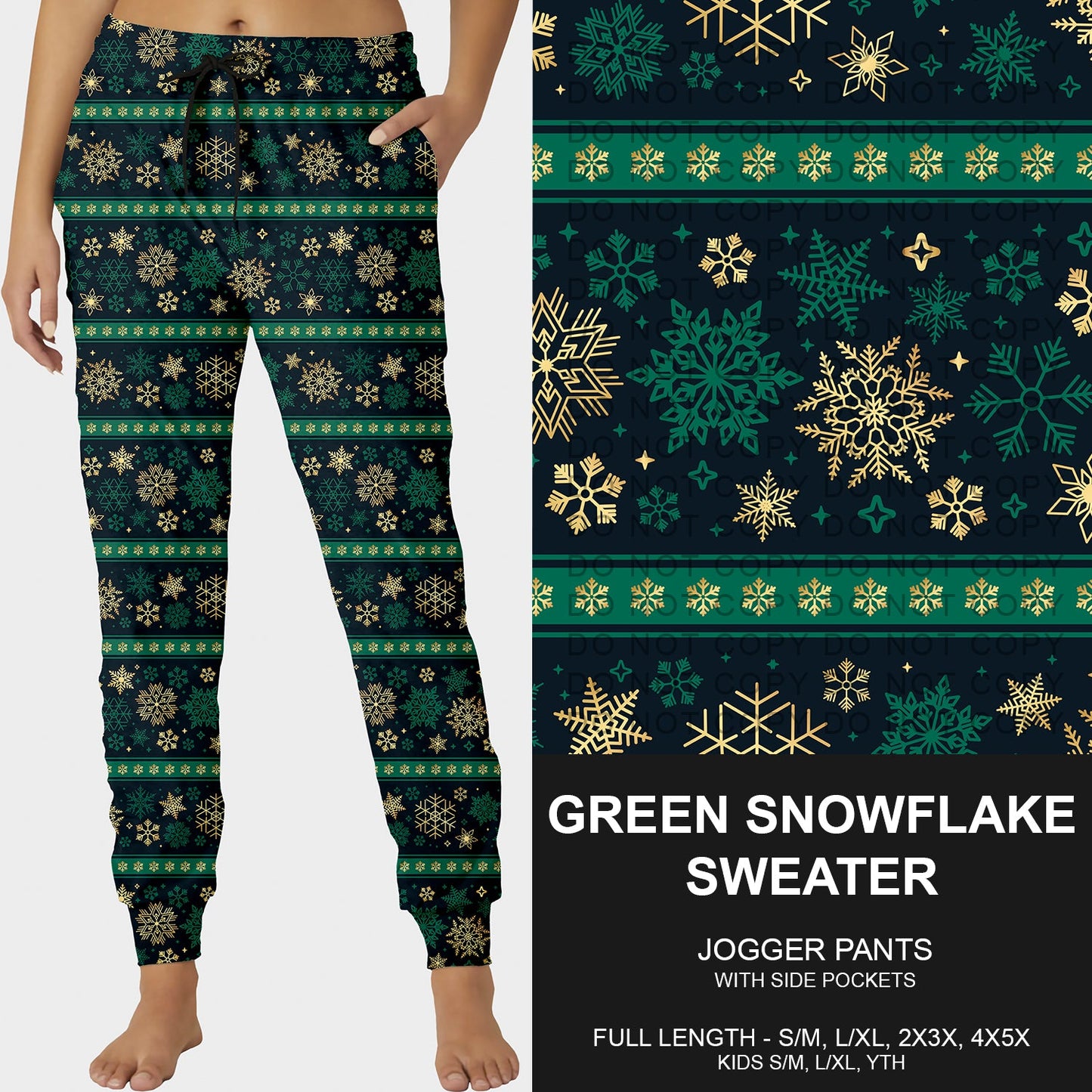 B253 - Preorder Green Snowflake Sweater Joggers (Closes 9/28. ETA late Nov.)