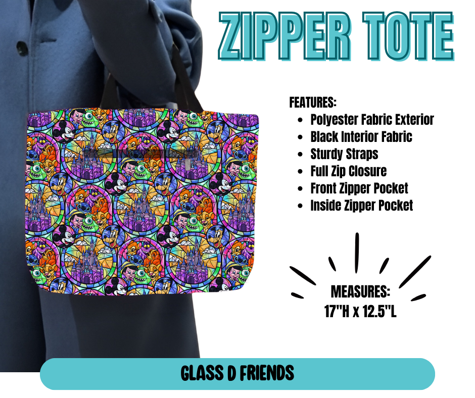 Glass D Friends Zipper Tote