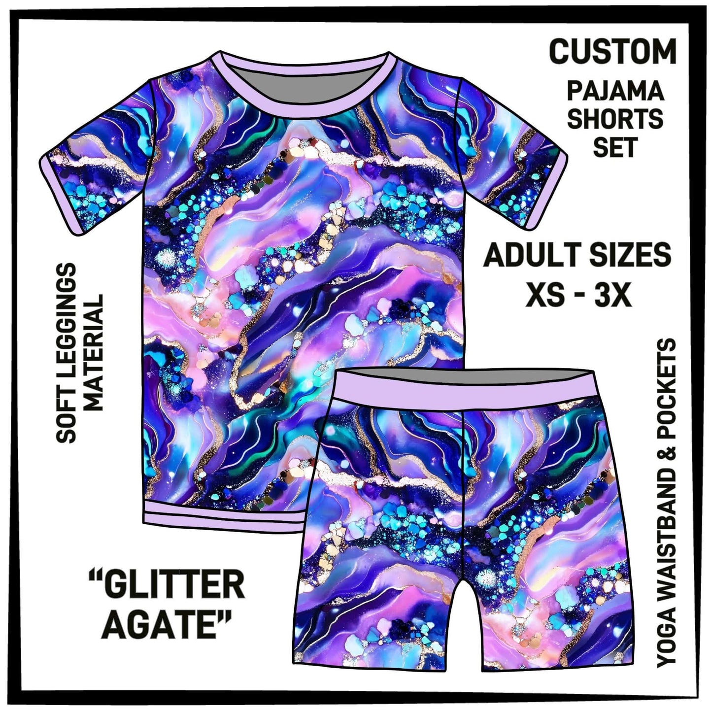 PS1S - Glitter Agate Pajamas Top & Shorts Set - Preorder Closing 7/4 ETA: Late Aug