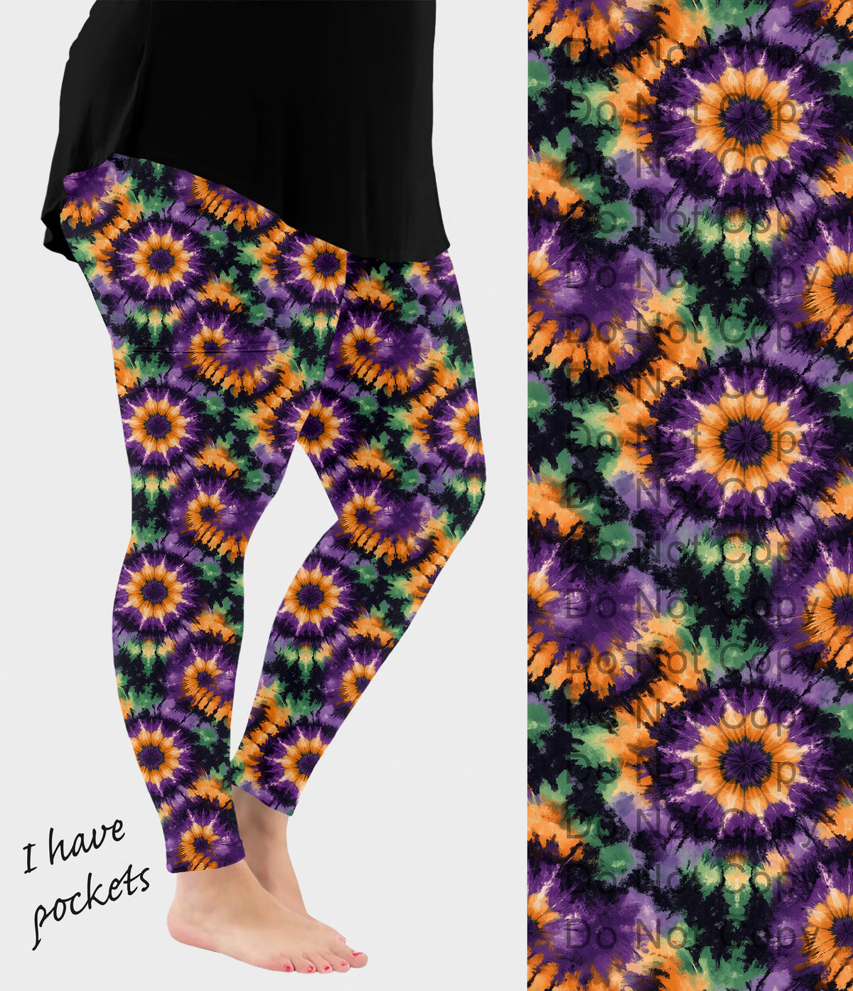 RTS - Halloween Tie Dye Leggings with Pockets