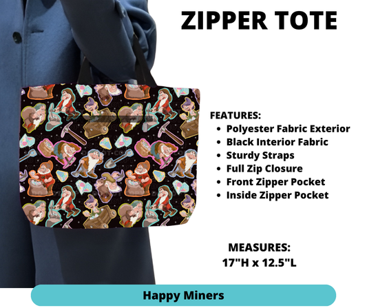 Happy Miners Zipper Tote - Alonna's Legging Land
