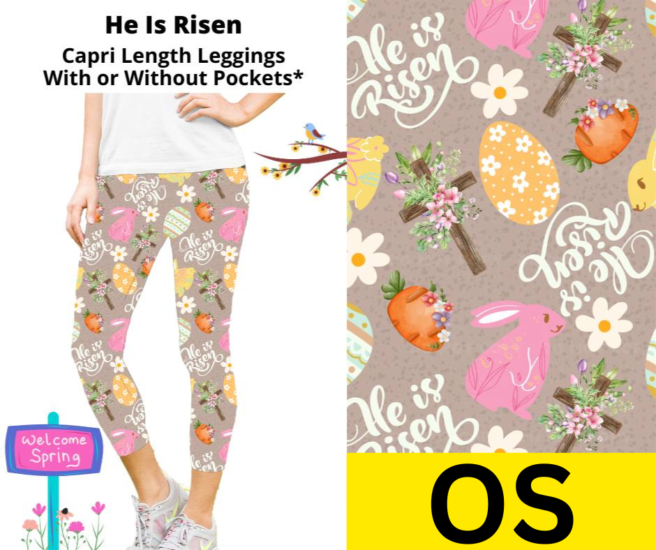 He Is Risen Capri Length Leggings w/ Pockets
