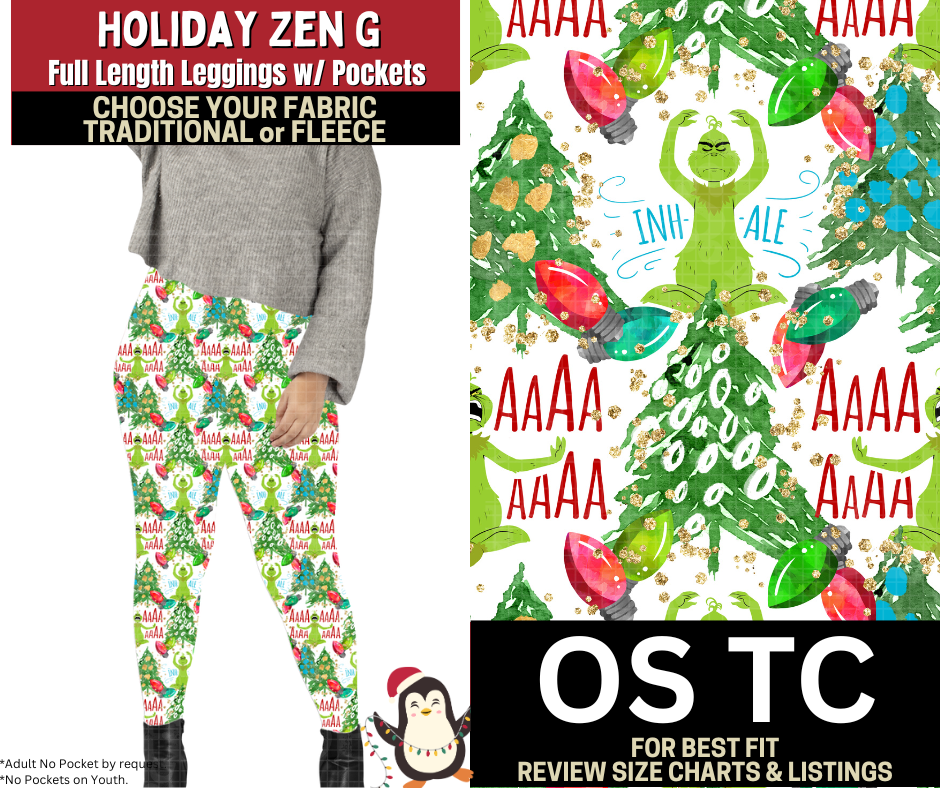 Holiday Zen G Leggings Choose Fleece or Traditional