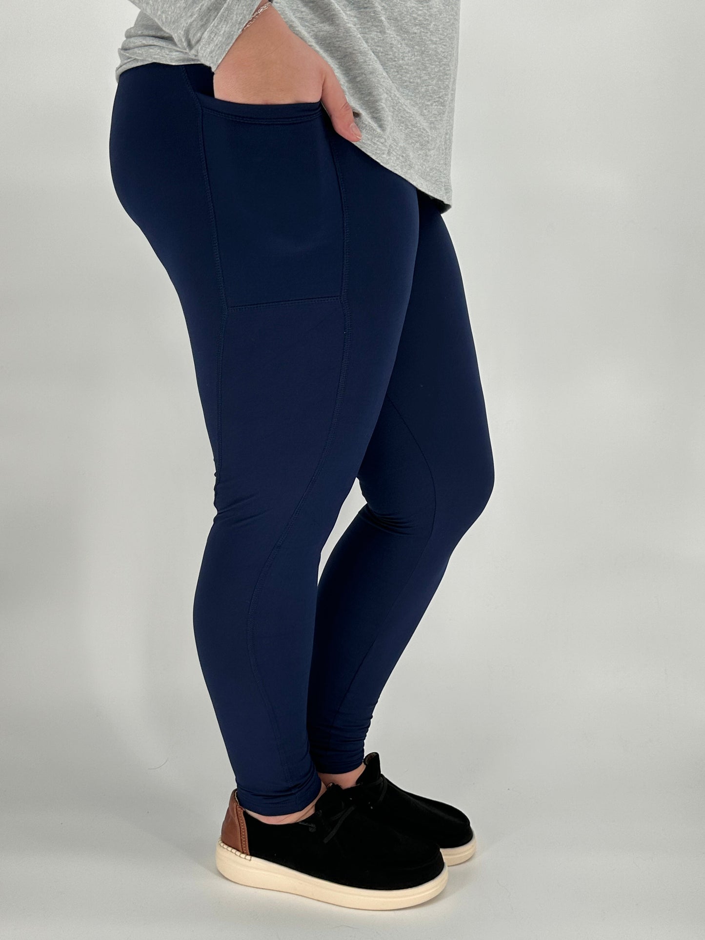 Navy Sports Pocket Leggings - Alonna's Legging Land
