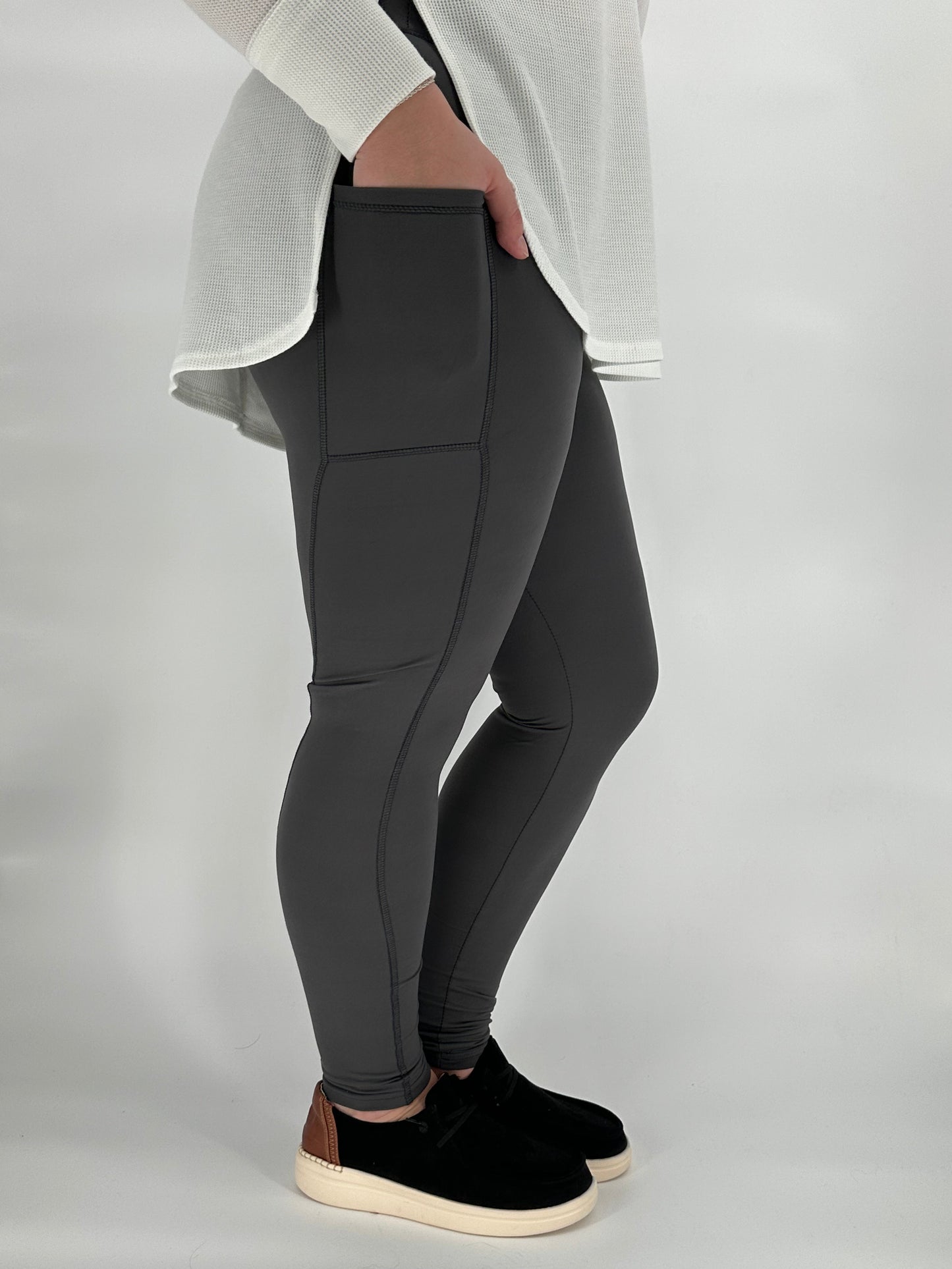 Charcoal Sports Pocket Leggings - Alonna's Legging Land