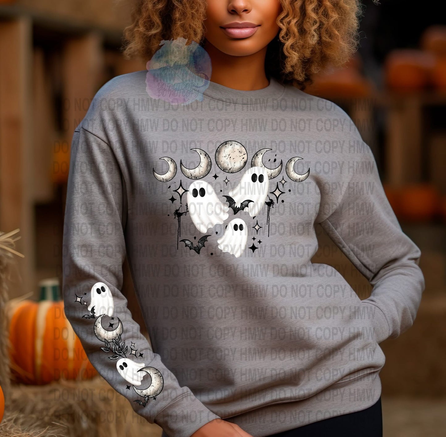 Ghost Front/Sleeve Graphic Sweatshirt