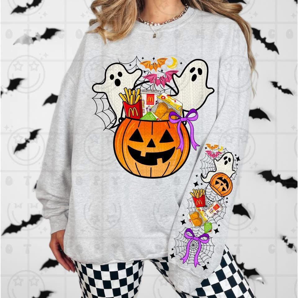 Halloween Candy Front/Sleeve Graphic Sweatshirt OR Long Sleeve Tee