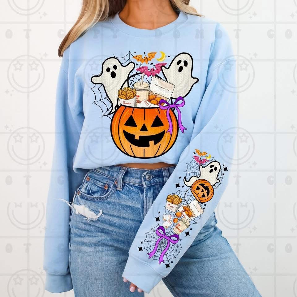 Halloween Candy Front/Sleeve Graphic Sweatshirt OR Long Sleeve Tee