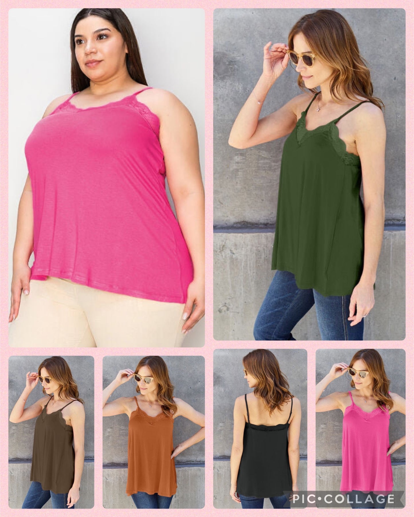 Basic Bae Full Size Lace Trim V-Neck Cami