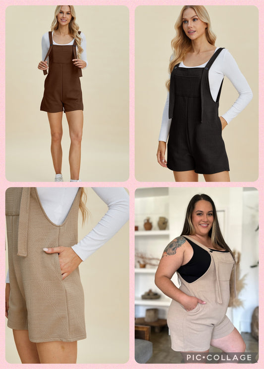 Double Take Texture Sleeveless Romper