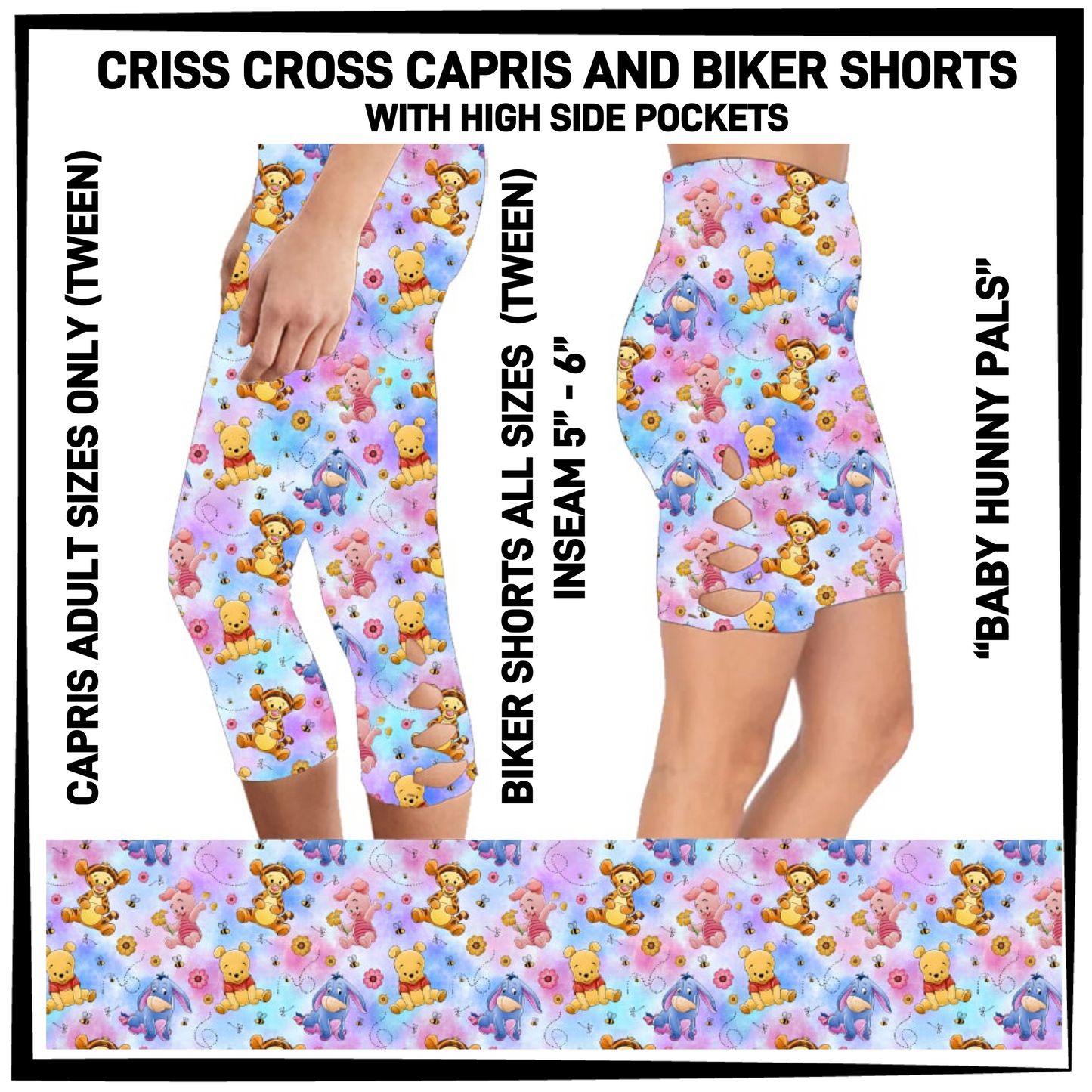 CS8S - Baby Hunny Pals Criss Cross Capris/Biker Shorts with Pockets - Preorder Closing 3/5 ETA: Early May