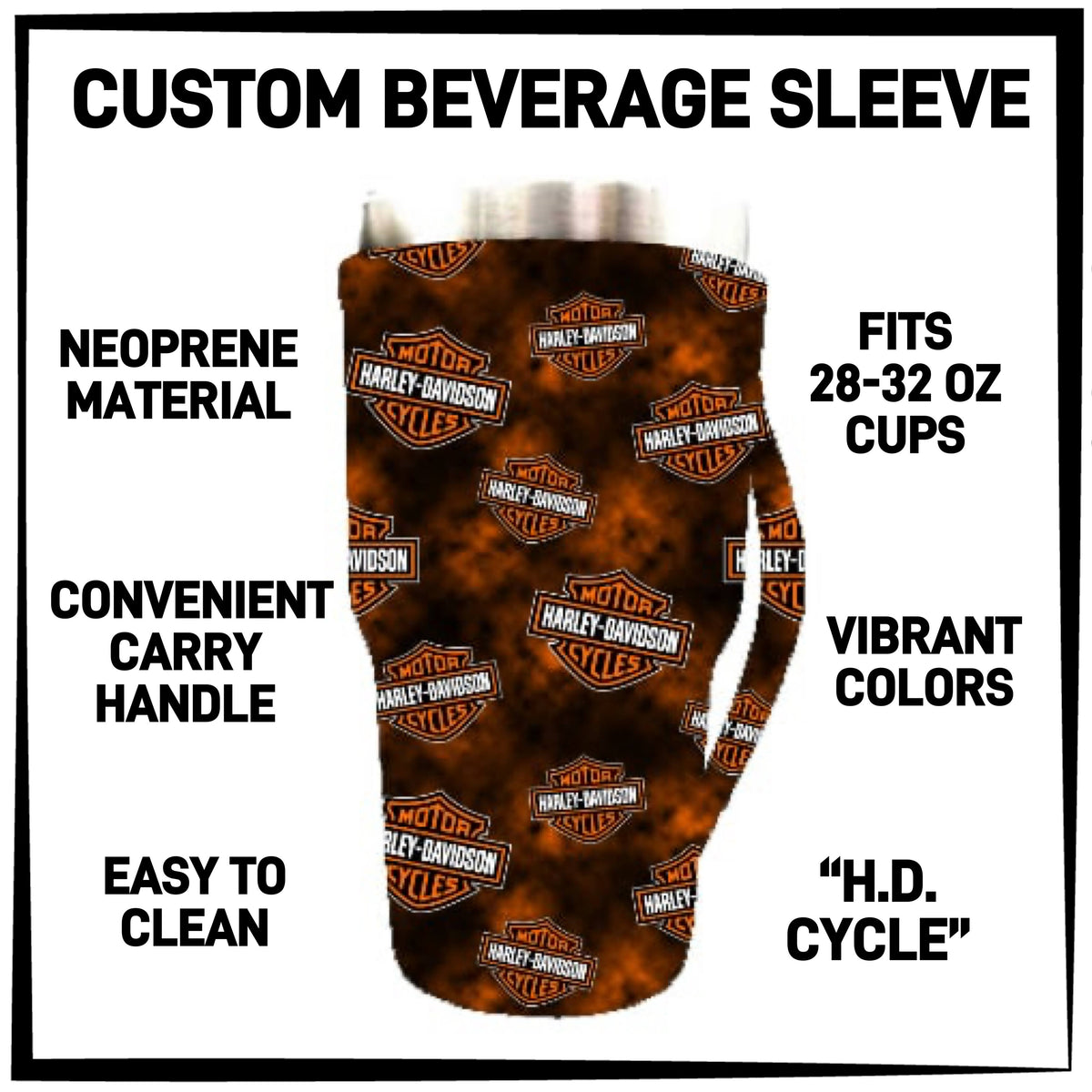RTS - H.D. Cycle 28-32oz Beverage Sleeves