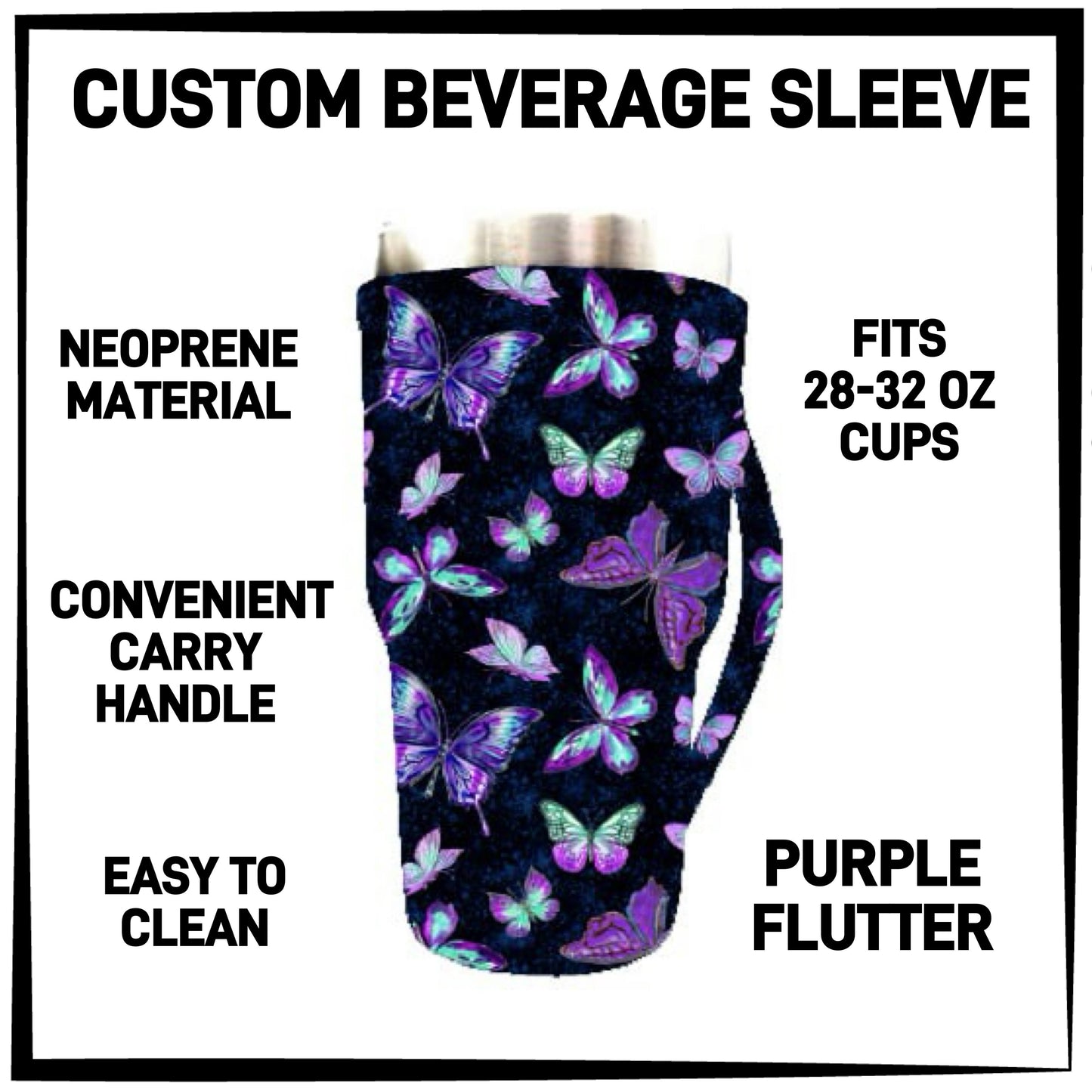 RTS - Purple Flutter 28-32oz Beverage Sleeves