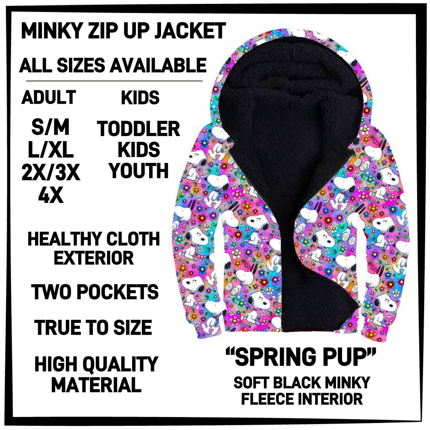 MK3J - Spring Pup Minky Zip Up Jacket - Preorder Closing 12/23 ETA: Late Feb