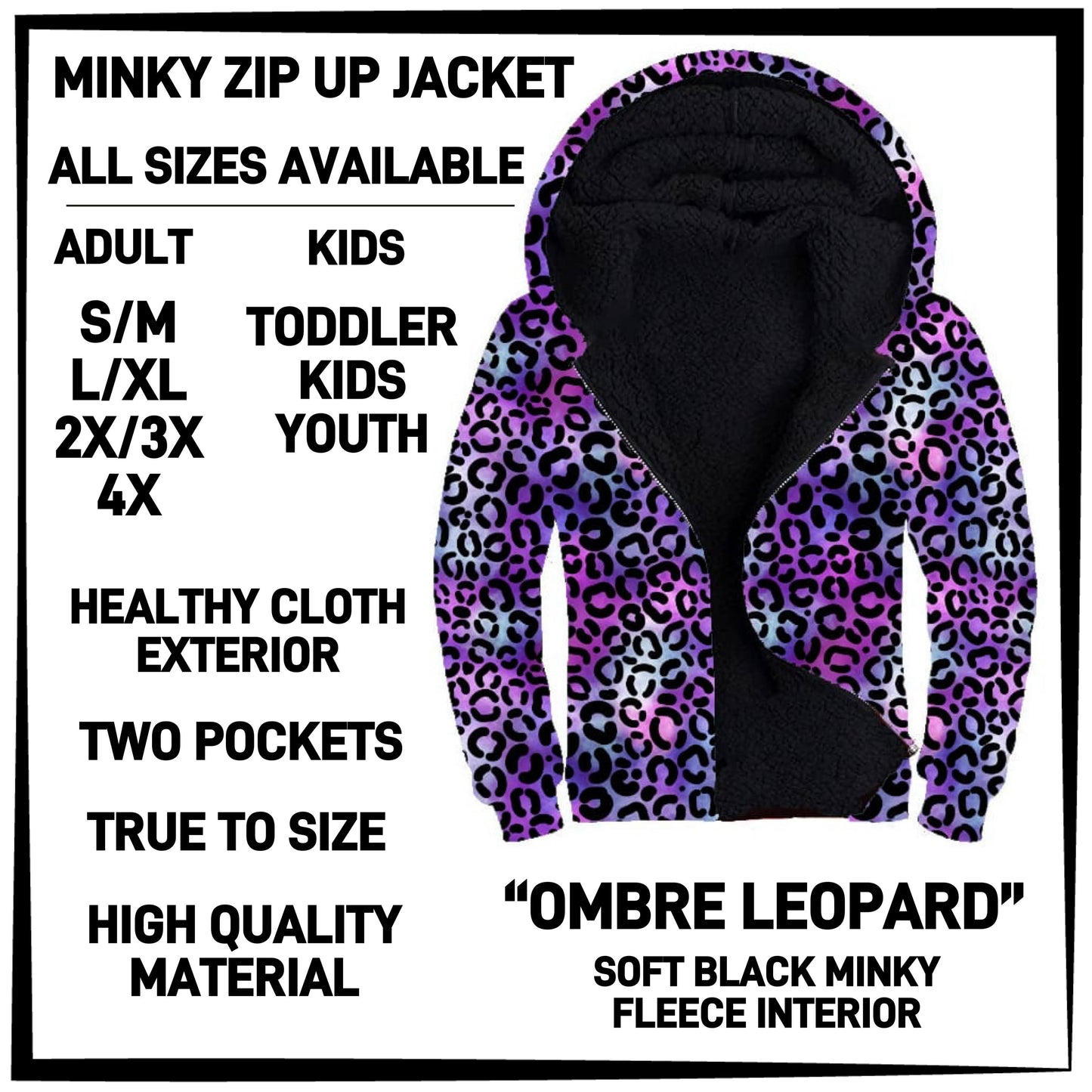 MK3J - Ombre Leopard Minky Zip Up Jacket - Preorder Closing 12/23 ETA: Late Feb