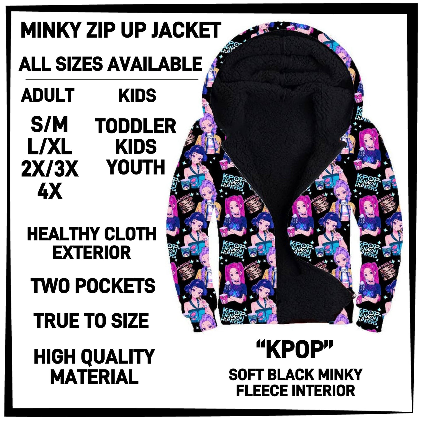 MK3J - Kpop Minky Zip Up Jacket - Preorder Closing 12/23 ETA: Late Feb