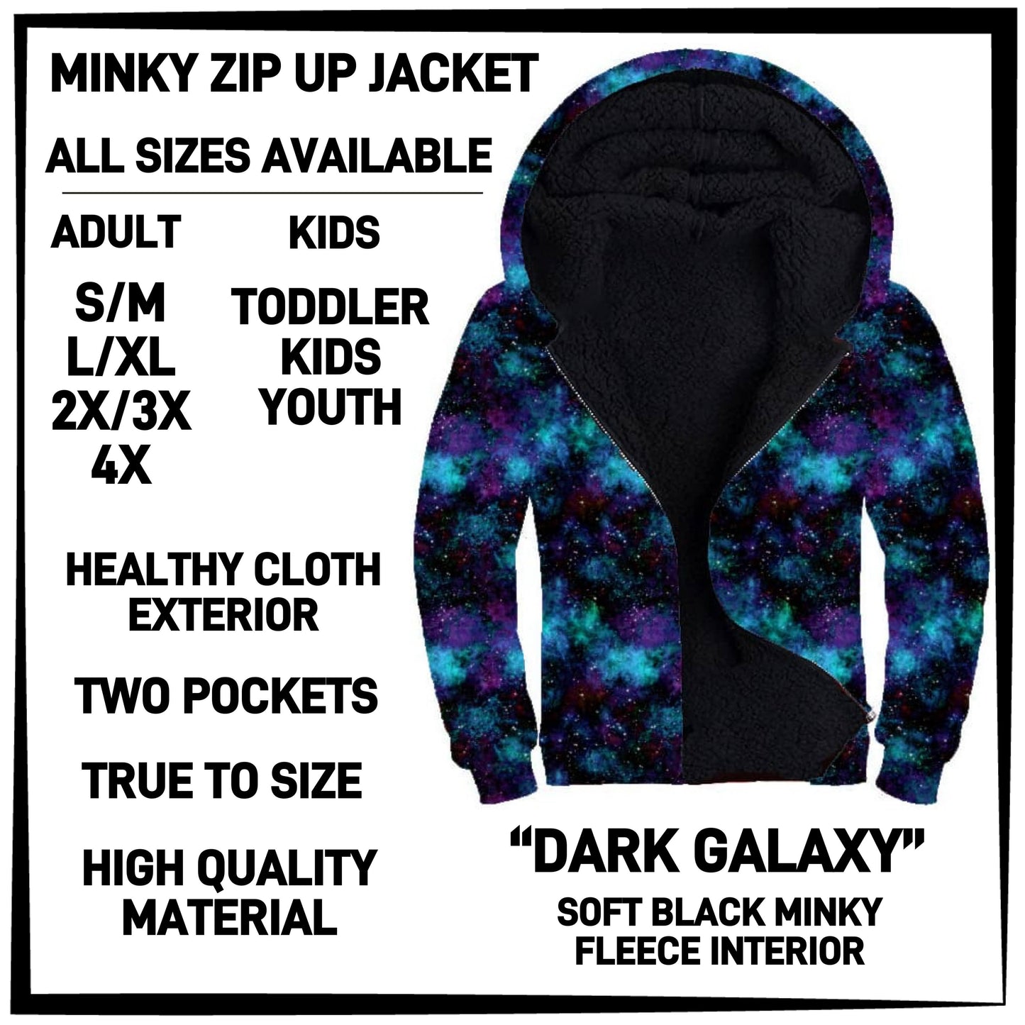 MK3J - Dark Galaxy Minky Zip Up Jacket - Preorder Closing 12/23 ETA: Late Feb