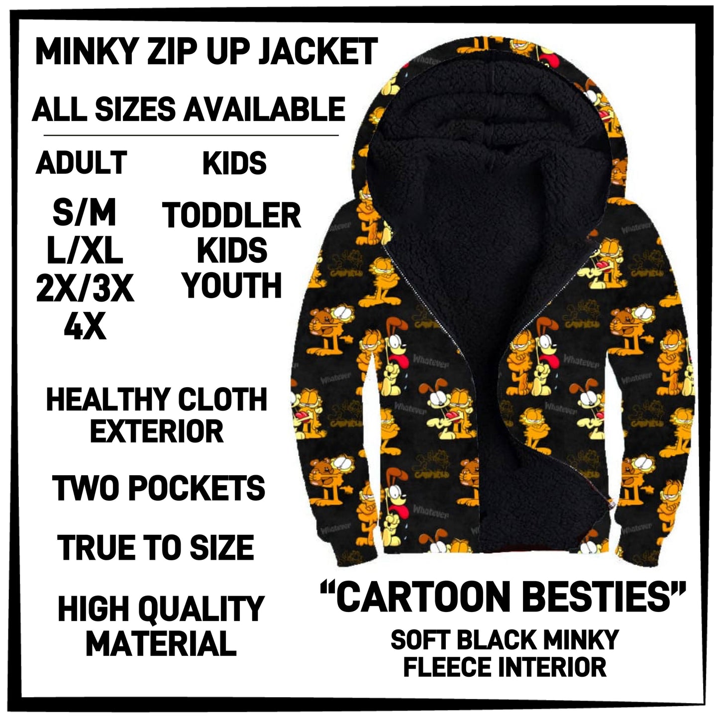 MK3J - Cartoon Besties Minky Zip Up Jacket - Preorder Closing 12/23 ETA: Late Feb