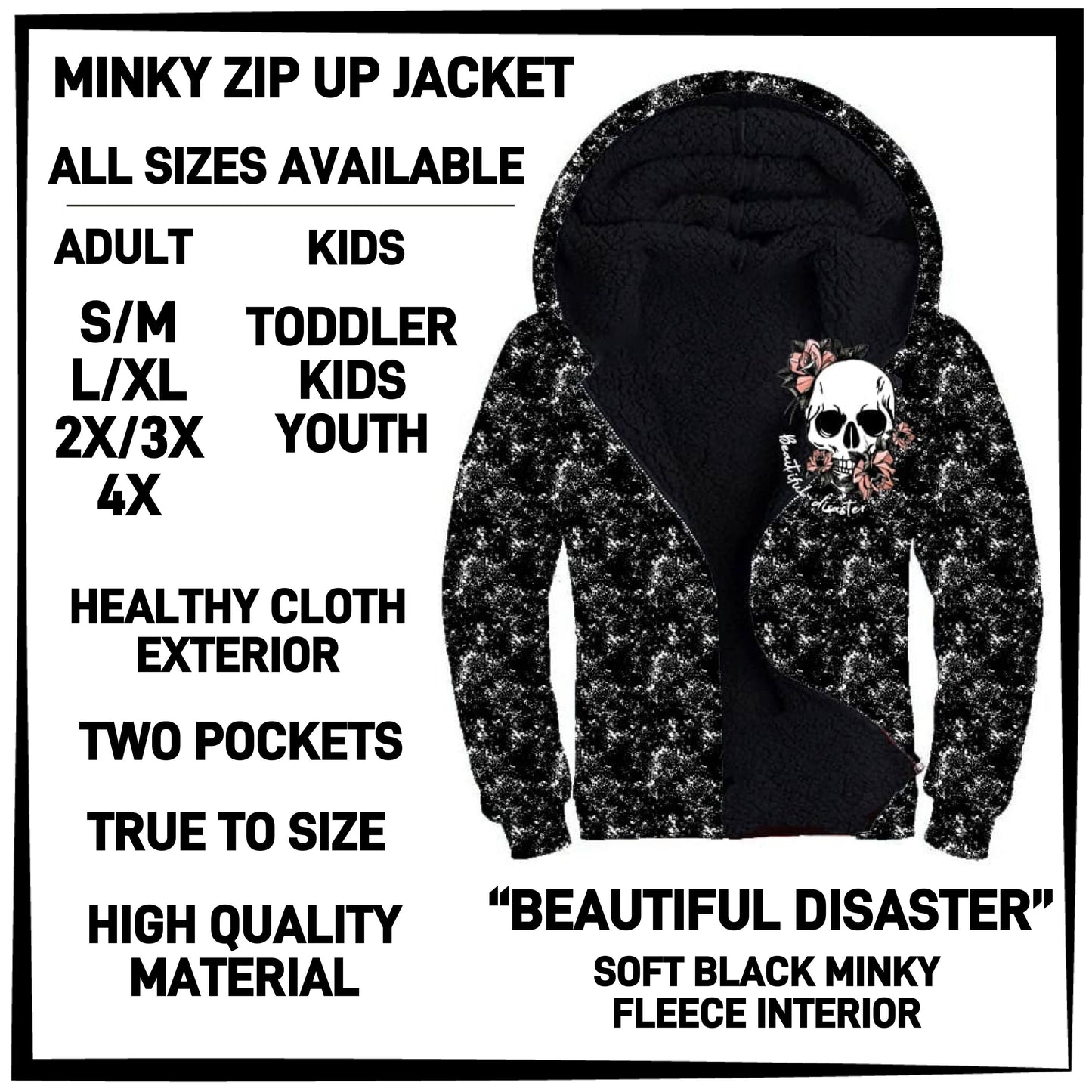 MK3J - Beautiful Disaster Minky Zip Up Jacket - Preorder Closing 12/23 ETA: Late Feb